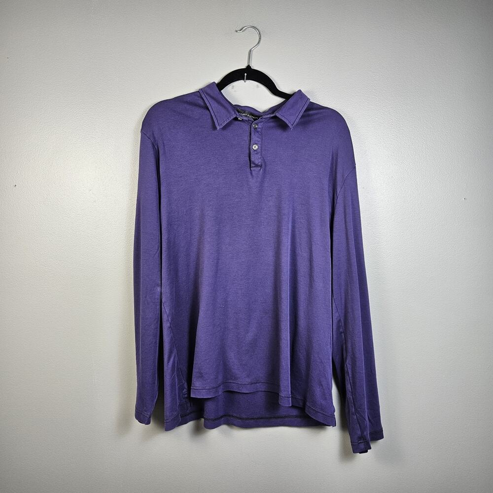 Robert Barakett Long Sleeve Polo Shirt 100% Pima Cotton Purple XL Quiet Luxury - Picture 1 of 6